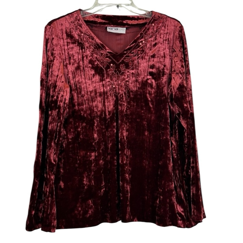 Vintage Velvet Burgundy Sequin Top L